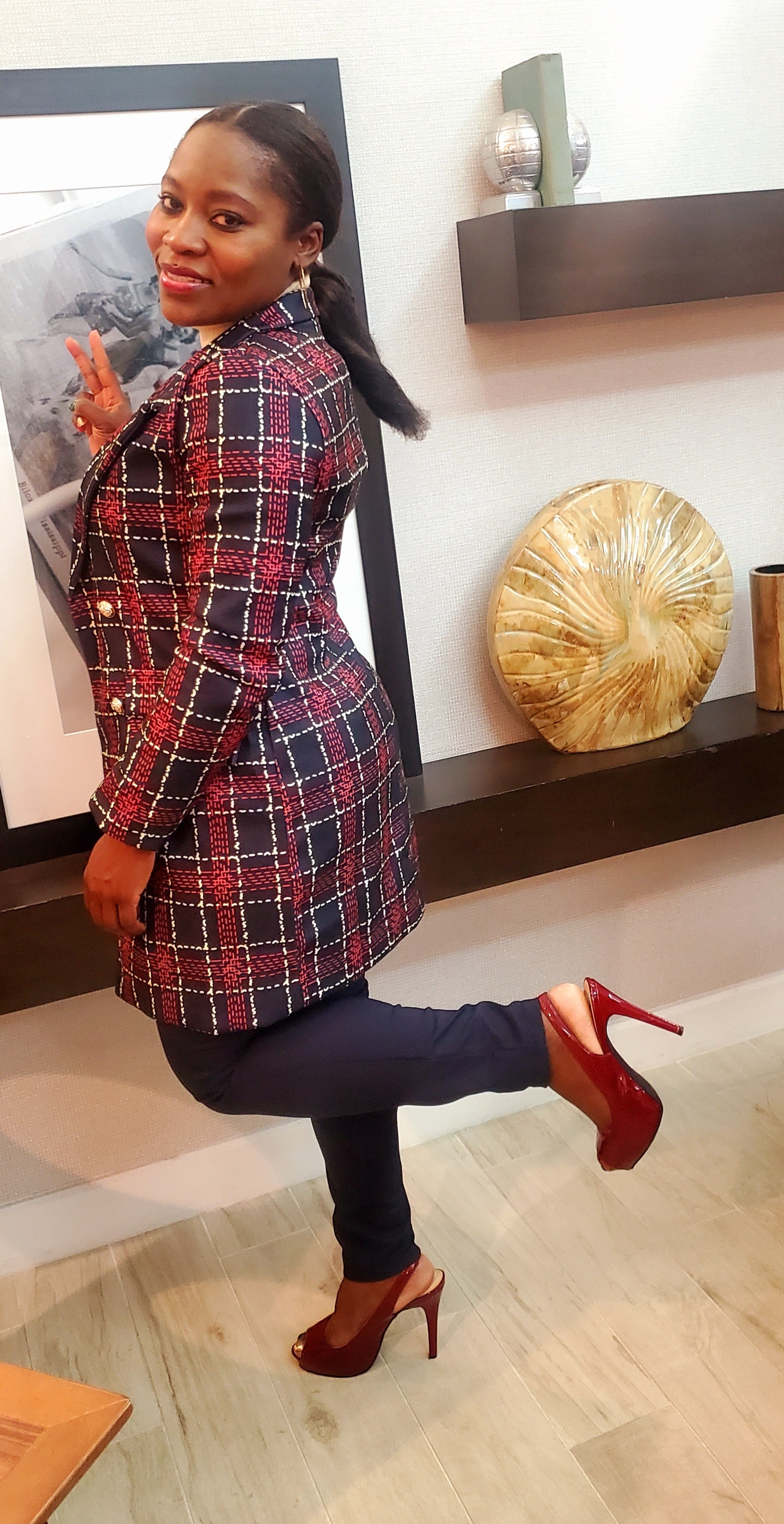 Red checked deals blazer dress