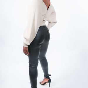 Elegante High Waisted Pleather Pants